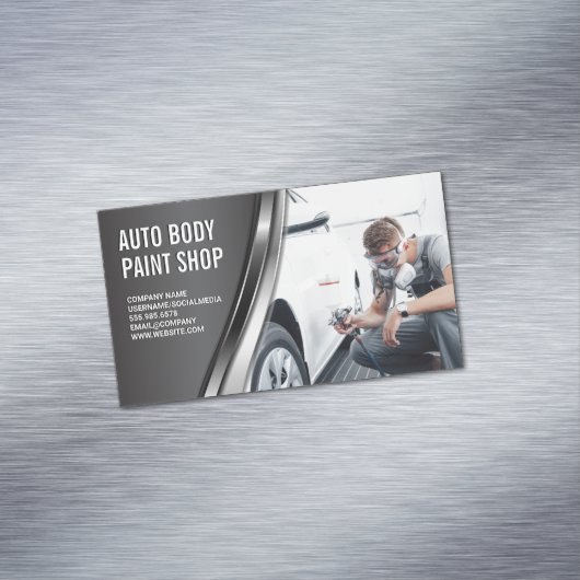 Auto Body Paint Garage Shop | Bespritzung von Arbe Magnetische Visitenkarte (Beispiel)
