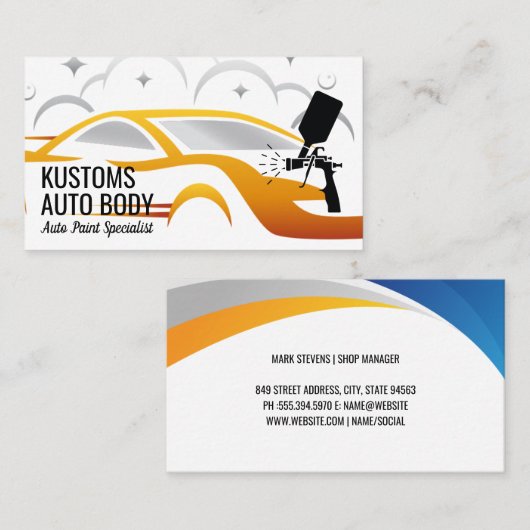 Auto Body Paint Services | Techniker Visitenkarte (Vorne/Hinten)