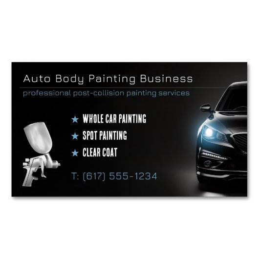 Auto Body Painting | Modernes Beruflich Magnetische Visitenkarte (Vorderseite)