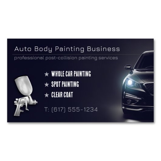 Auto Body Painting | Modernes Beruflich Magnetische Visitenkarte (Vorderseite)