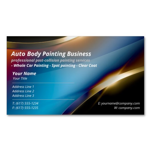 Auto Body Painting | Modernes Beruflich Magnetische Visitenkarte (Vorderseite)