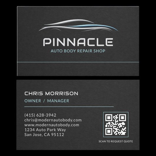 Auto Body Repair Shop QR Code Professional Visitenkarte