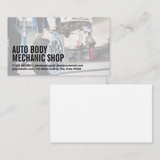 Auto Body Shop | Mechanisches Schneiden von Neurei Visitenkarte (Vorne/Hinten)