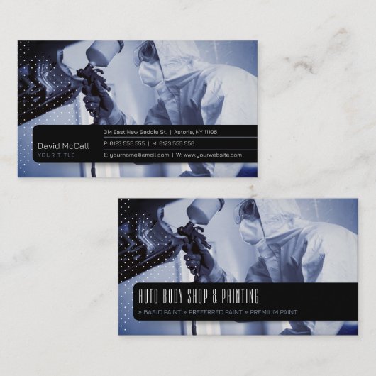 Auto Body Shop & Painting | Paint Sprayer Visitenkarte (Vorne/Hinten)