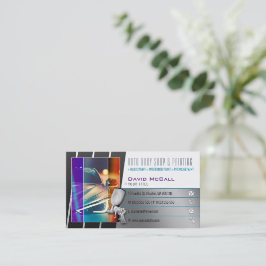 Auto Body Shop & Painting | Paint Sprayer Visitenkarte (Stehend Vorderseite)