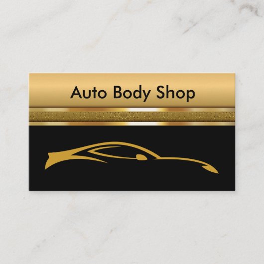 Auto Body Shop Schwarze und goldene Visitenkarten Visitenkarte (Vorderseite)