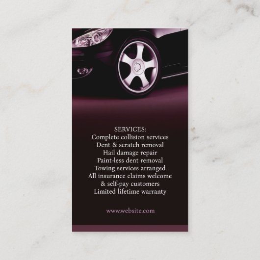 Auto Body Shop Visitenkarte (Rückseite)