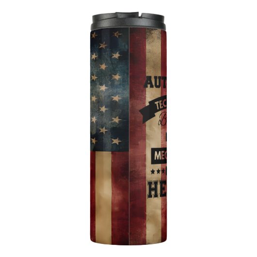 Auto Body Technician American Flag Thermosbecher (Rückseite)