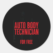 Auto Body Technician Vehicle Repair Car Maintenanc Runder Aufkleber (Vorderseite)