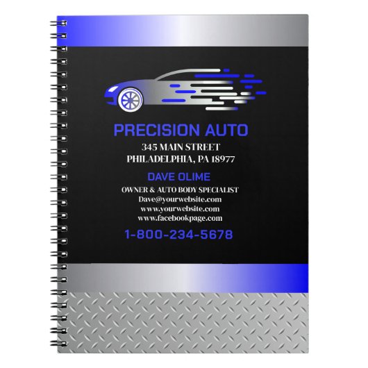 Auto Body Work Custom Car Paint Detection Collison Notizblock (Vorderseite)