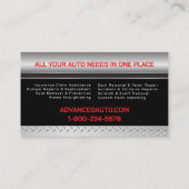 Auto Body Work Custom Car Paint Detection Collison Visitenkarte (Rückseite)