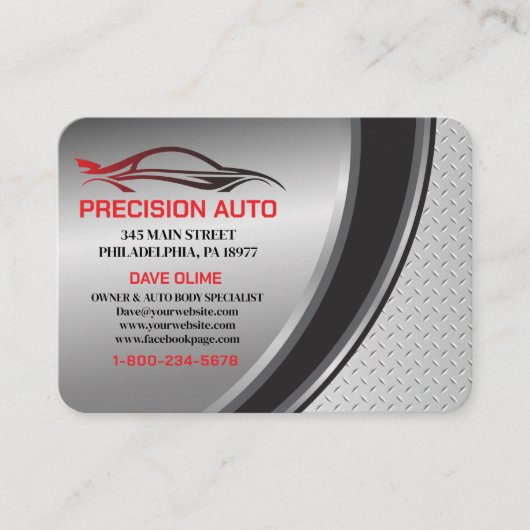 Auto Body Work Custom Car Paint Detection Collison Visitenkarte (Vorderseite)