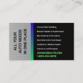 Auto Body Work Custom Car Paint Detection Collison Visitenkarte (Rückseite)