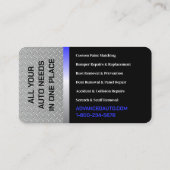 Auto Body Work Custom Car Paint Detection Collison Visitenkarte (Rückseite)
