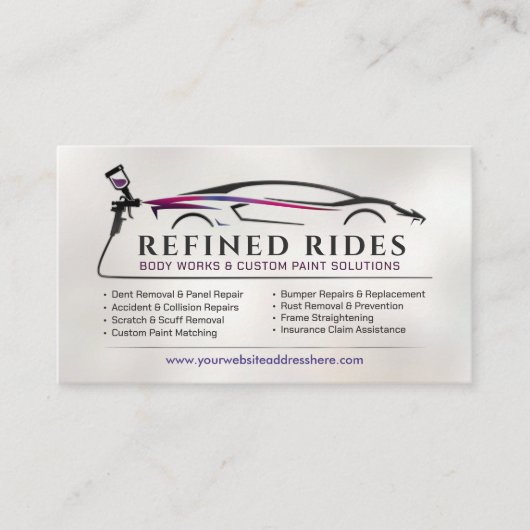 Auto Body Work Custom Car Paint Visitenkarte (Vorderseite)