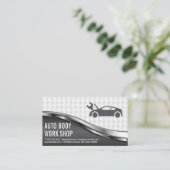 Auto Body Work Shop | Car-Logo mit Wrench Visitenkarte (Stehend Vorderseite)