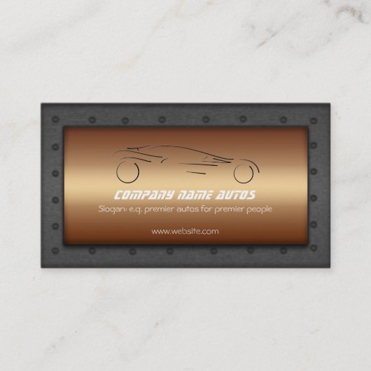 Auto Car on Brushed Copper - Sportscar-Vorlage Visitenkarte (Vorderseite)