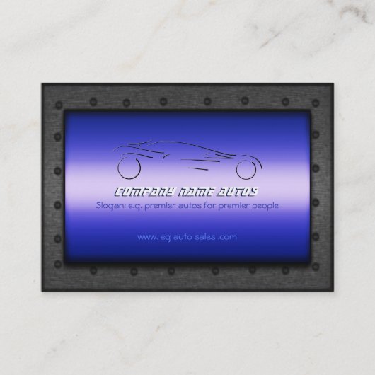 Auto Car Sales, Brushed Blue Chrome - Sportscar Visitenkarte (Vorderseite)