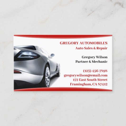 Auto Cars Business Card Visitenkarte (Vorderseite)