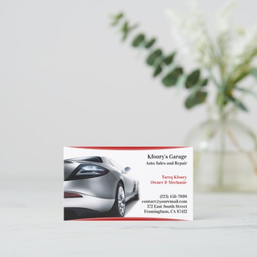 Auto Cars Business Card Visitenkarte (Stehend Vorderseite)