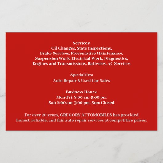 Auto Cars Flyer (Hinten)