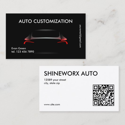 Auto Customizing Car Custom QR Visitenkarte (Vorne/Hinten)