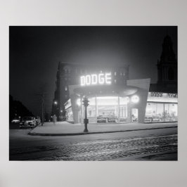 Auto Dealer bei Nacht, 1948. Vintages Foto Poster