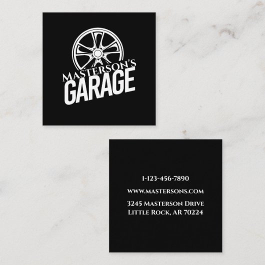 Auto der Black Car Garage Reparatur des weißen Rei Quadratische Visitenkarte (Vorne/Hinten)