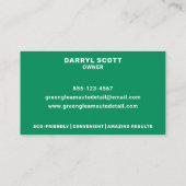 Auto Detail Car Wash Valeting Öko Green Visitenkarte (Rückseite)