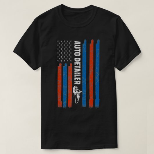 Auto Detailer USA Flag Car Detailing Car Details T-Shirt (Design vorne)