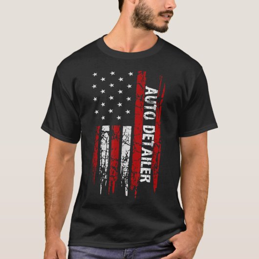 Auto Detailer USA Flag Vehicle Car Detailing T-Shirt (Vorderseite)