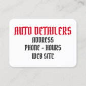 Auto Detailers rot, schwarz, weiß, Black& Visitenkarte (Rückseite)