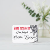 Auto Detailers rot, schwarz, weiß, Black& Visitenkarte (Stehend Vorderseite)