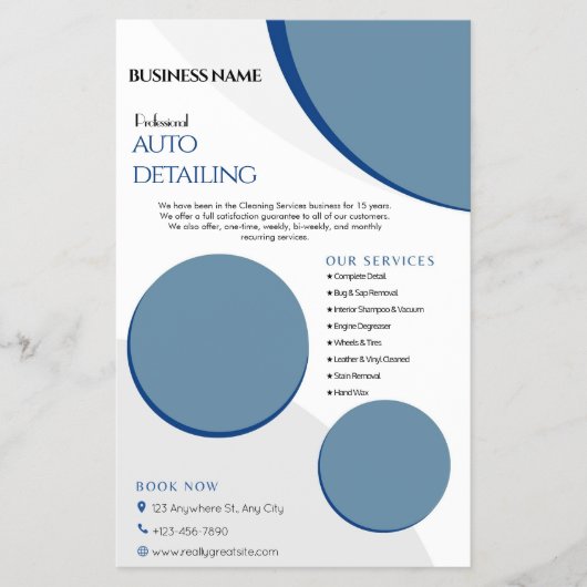 Auto-Detailinformation Reinigungsservice Flyer (Vorne)