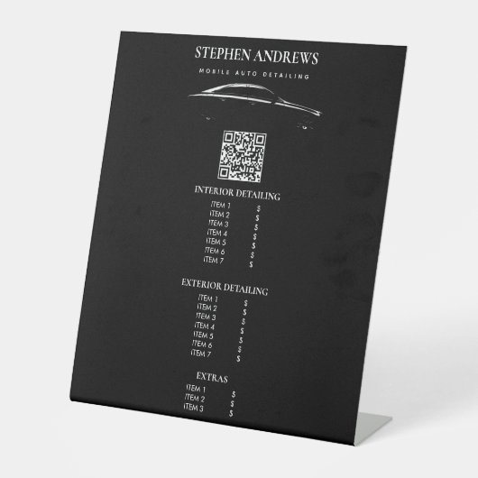 Auto Detailinformationen Auto Reparatur QR-Code Sockelschild (Vorderseite)