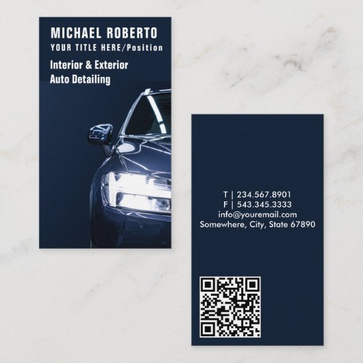 Auto Detailinformationen Auto Reparatur QR-Code Visitenkarte (Vorne/Hinten)