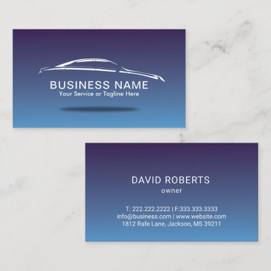 Auto Detailing Automobil-Reparatur - Elegant blau Visitenkarte (Vorne/Hinten)