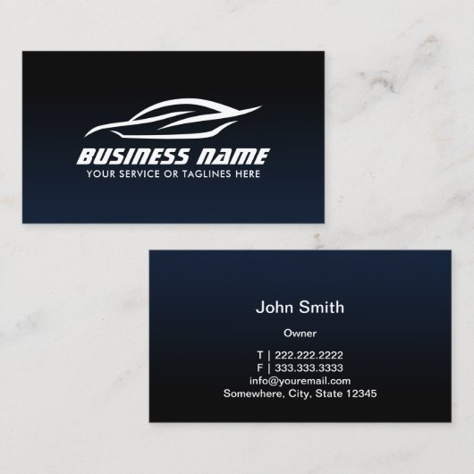 Auto Detailing Automotive Navy Blue Car Reparatur Visitenkarte (Vorne/Hinten)