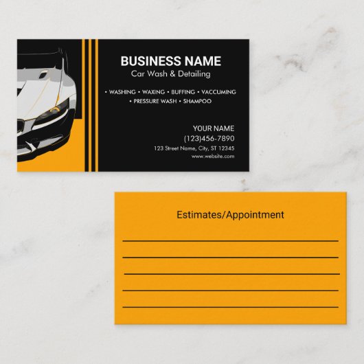 Auto-Detailing-Autowaschen Termin Karte (Vorne/Hinten)