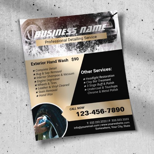 Auto Detailing Car Wash Berufliche Reinigung Gold Flyer