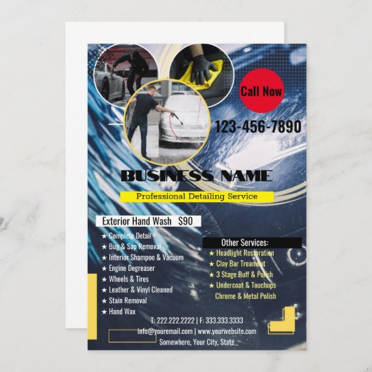 Auto Detailing Car Wash Clearing Flyer Einladung (Vorne/Hinten)