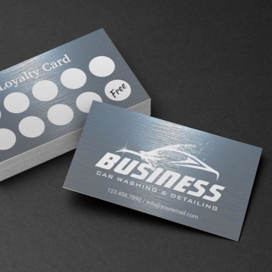 Auto Detailing Car Wash Cool Blue Metal Automotive Treuekarte