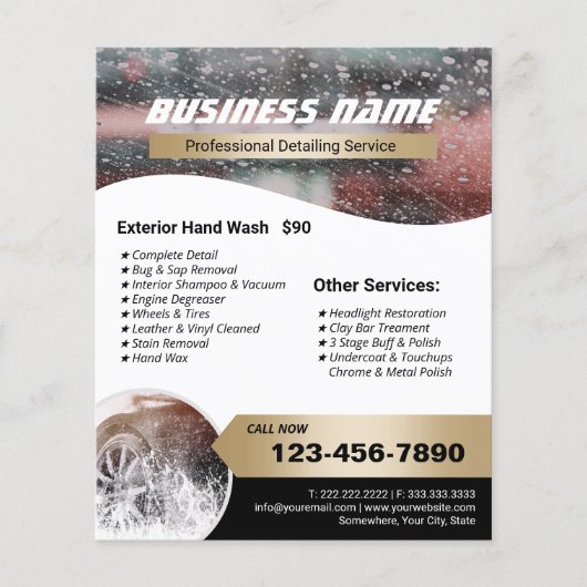 Auto Detailing Car Wash Modern Gold Label Cleaning Flyer (Vorne)