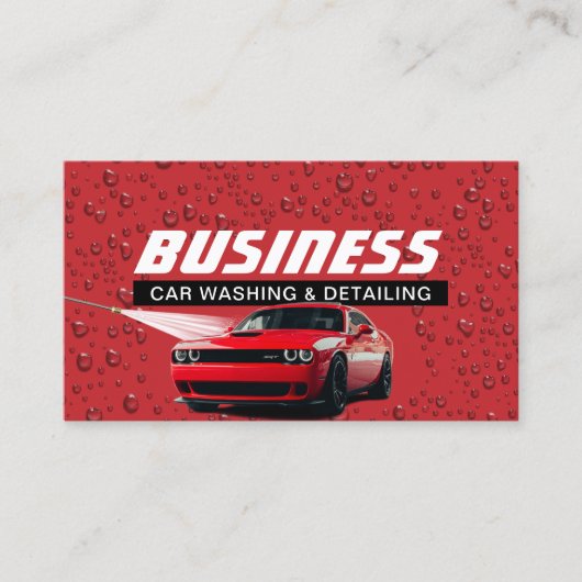 Auto Detailing Car Wash Modern Red Cleaning Visitenkarte (Vorderseite)