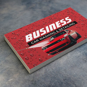 Auto Detailing Car Wash Modern Red Cleaning Visitenkarte