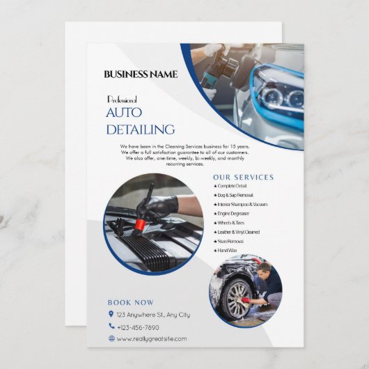 Auto Detailing Clearing Service Business Flyer Einladung (Vorne/Hinten)