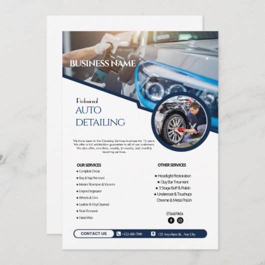 Auto Detailing Clearing Service Flyer Einladung (Vorne/Hinten)