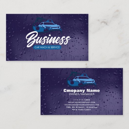 Auto Detailing Services Car Wash Water Drop Visitenkarte (Vorne/Hinten)