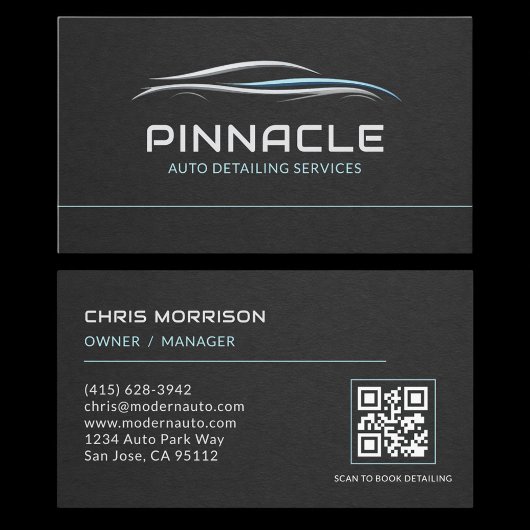 Auto Detailing Services QR Code Professional Visitenkarte