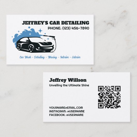 Auto-Detaillierer benutzerdefinierte QR Visitenkarte (Vorne/Hinten)